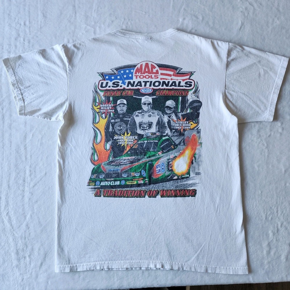 Vintage John Force‎ NHRA Shirt Drag Racing Mens Large US Nationals Champion Car